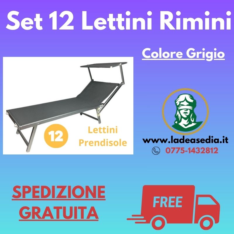 Set 12 Lettini Prendisole Rimini Grigio - Arredo Esterno 1