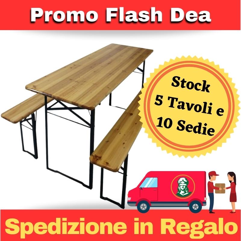 Set Birreria Tavolo e Panche in Legno Richiudibili