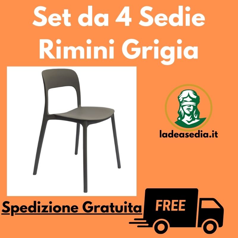 Set da 4 Sedie Rimini Grigia da esterno - La Dea Sedia 1