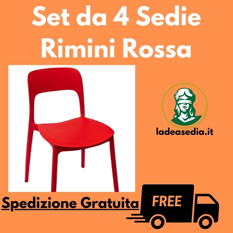 Set da 4 Sedie Rimini Rossa da esterno - La Dea Sedia 1
