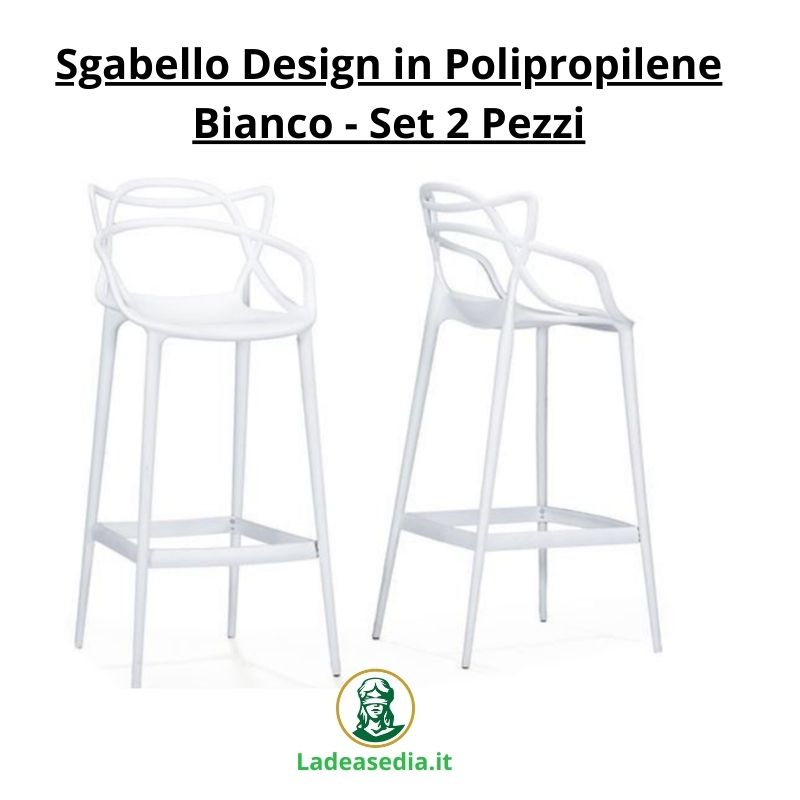 Sgabello Design in Polipropilene Bianco - Set 2 Pezzi - La Dea Sedia