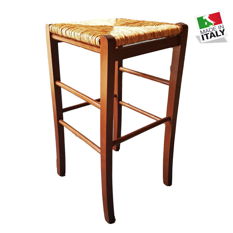 Sgabello Quadro Seduta Paglia 67 Noce - La Dea Sedia