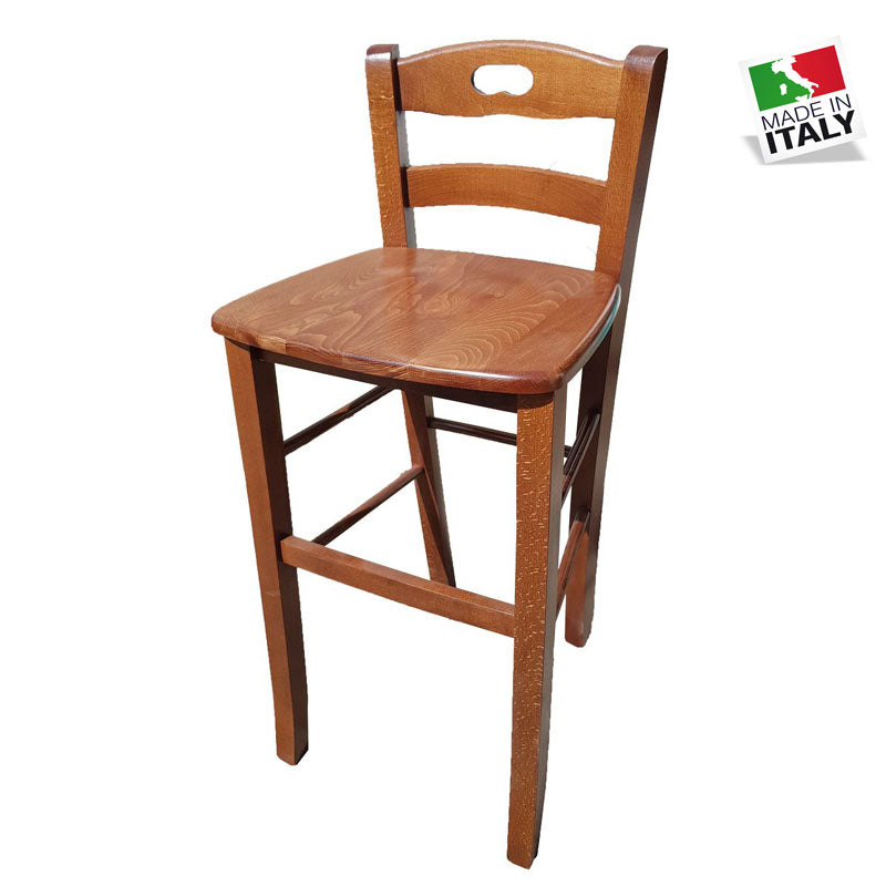 Sgabello Snack Seduta Massello Noce 80cm