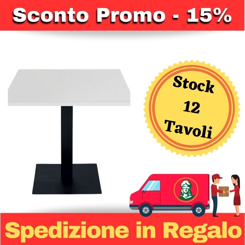 Stock Tavoli 70x70 Contract Bianco 12 Pezzi - Kit Base+Tavolo