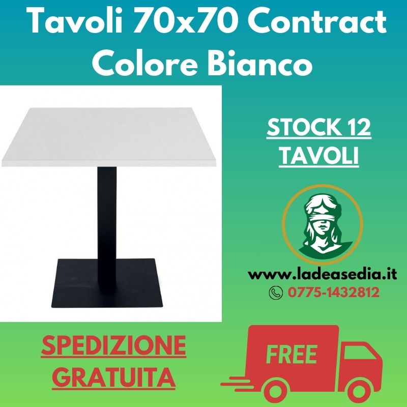 Stock Tavoli 70x70 Contract Bianco 12 Pezzi - Kit Base+Tavolo