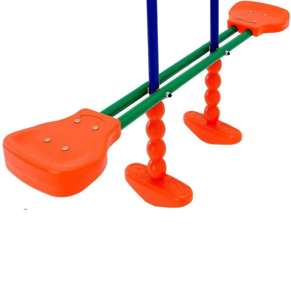 Altalena da Giardino per Bambini Dondolo 4 Posti Con Cavalluccio per Esterno Blu 3