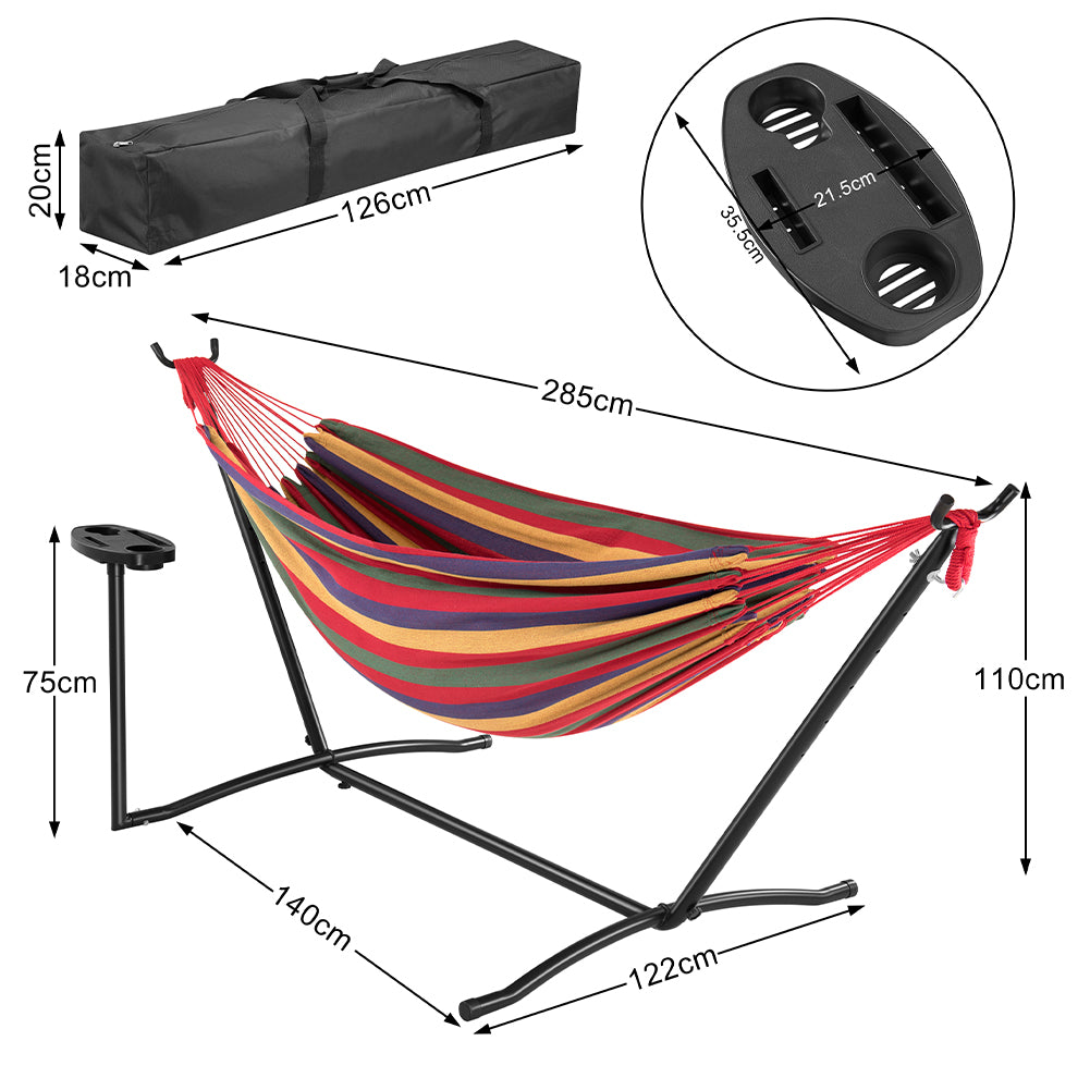Amaca da Giardino Brasiliana Strisce Multicolore con Portabicchieri Portata 200kg