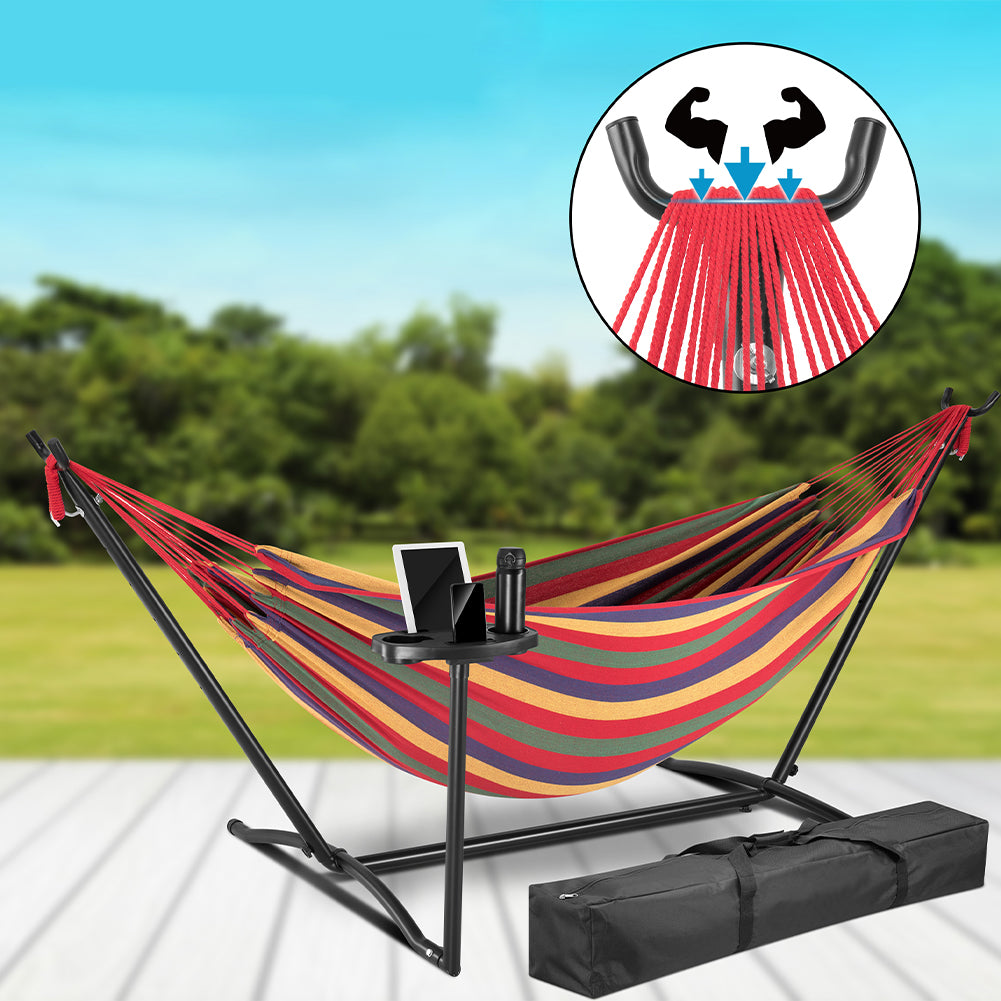 Amaca da Giardino Brasiliana Strisce Multicolore con Portabicchieri Portata 200kg 3