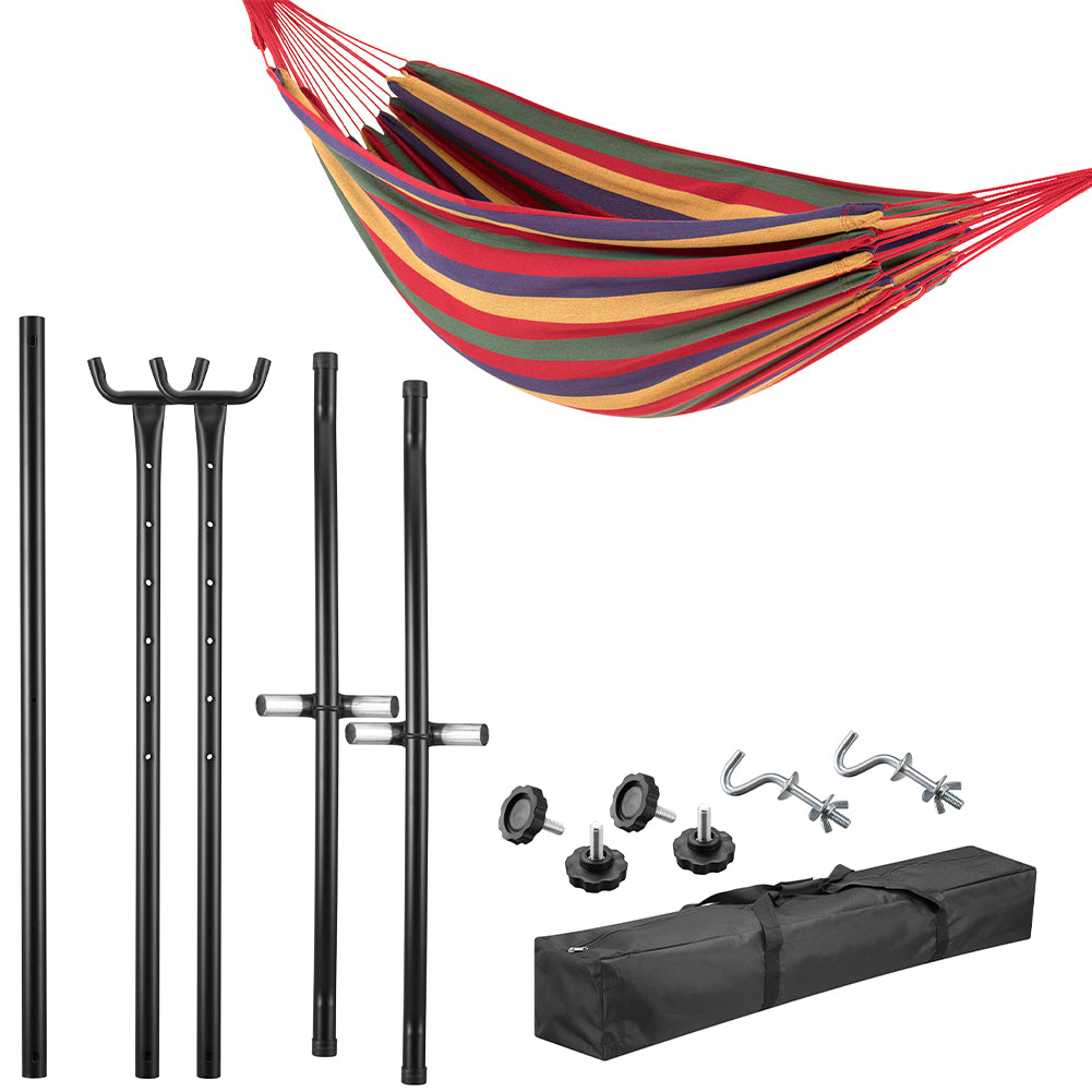 Amaca da Giardino Brasiliana Strisce Multicolore Portata 200kg Struttura Acciaio