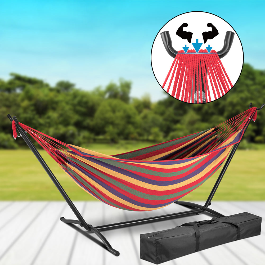 Amaca da Giardino Brasiliana Strisce Multicolore Portata 200kg Struttura Acciaio 3