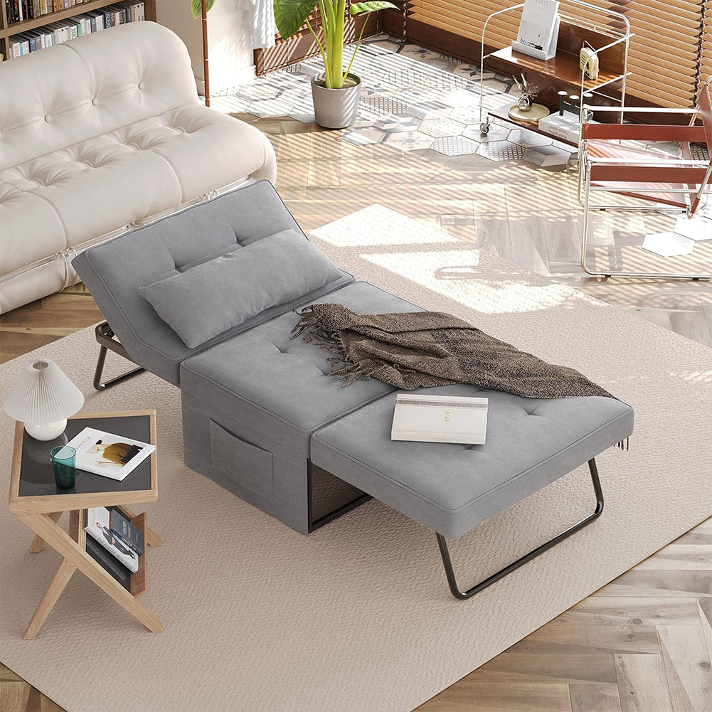 Divano Letto 4 in 1 Poltrona Chaise Longue Grigio Chiaro - La Dea Sedia