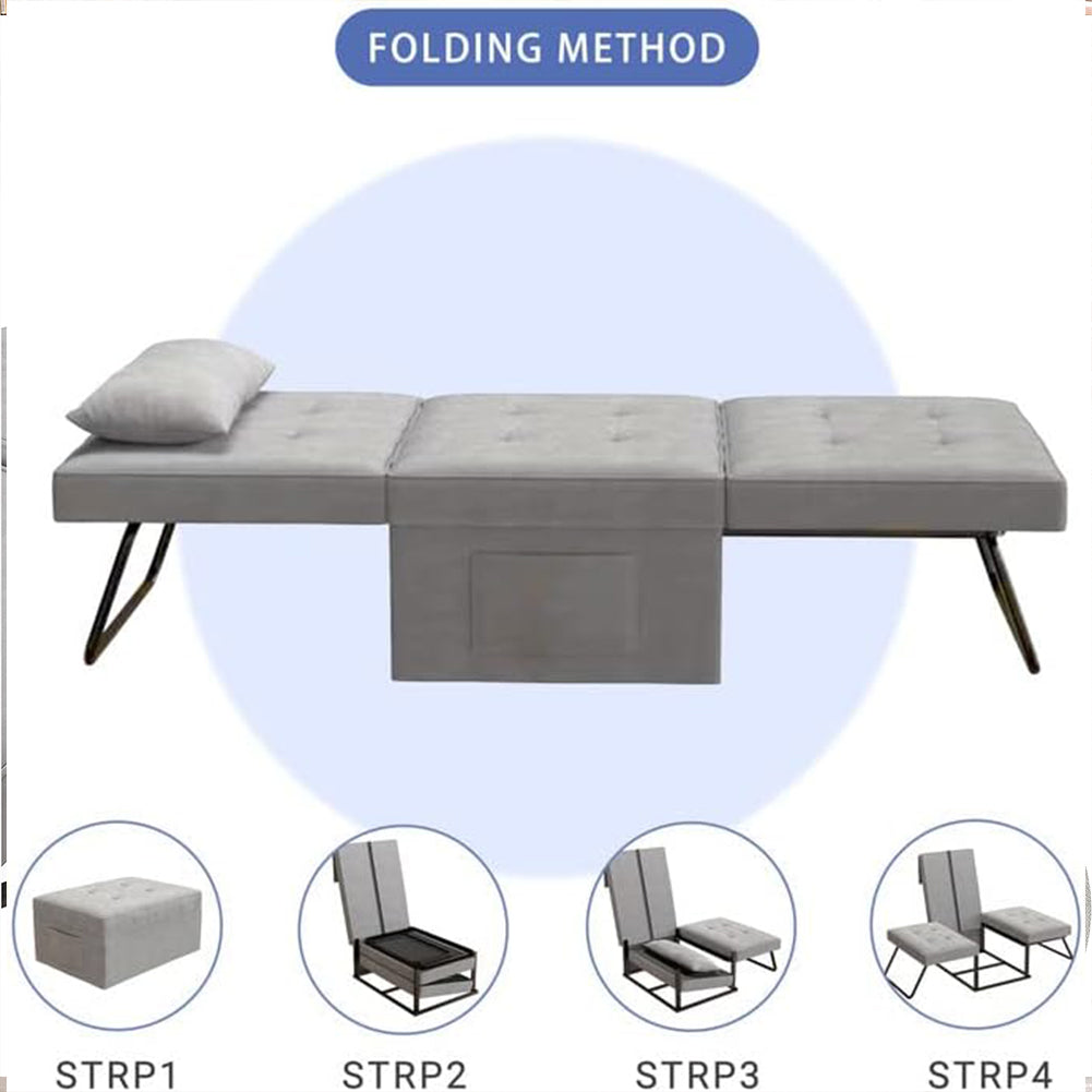 Divano Letto 4 in 1 Poltrona Chaise Longue Grigio Chiaro - La Dea Sedia 5