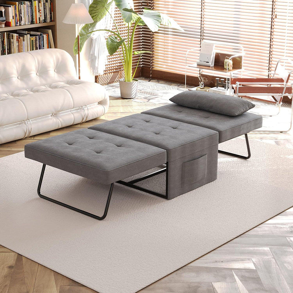 Divano Letto 4 in 1 Poltrona Chaise Longue Grigio Scuro - La Dea Sedia 5