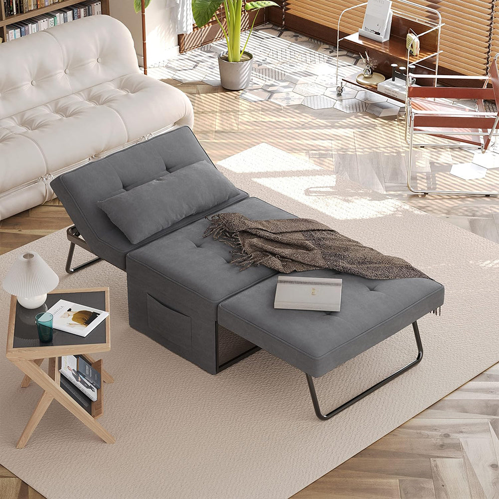 Divano Letto 4 in 1 Poltrona Chaise Longue Grigio Scuro - La Dea Sedia 3