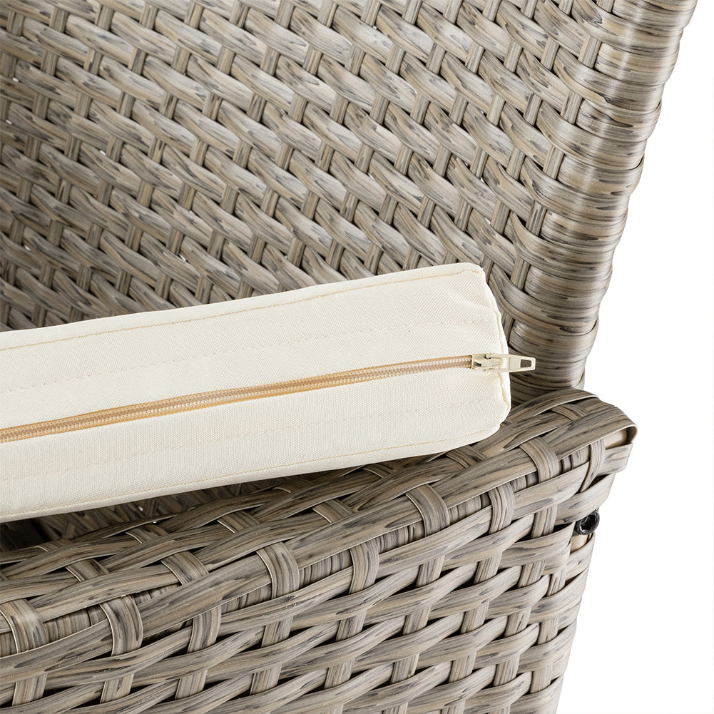 Divano Panca da Giardino Crema in Polyrattan Panchina Divanetto con Ripiano Vetro 3