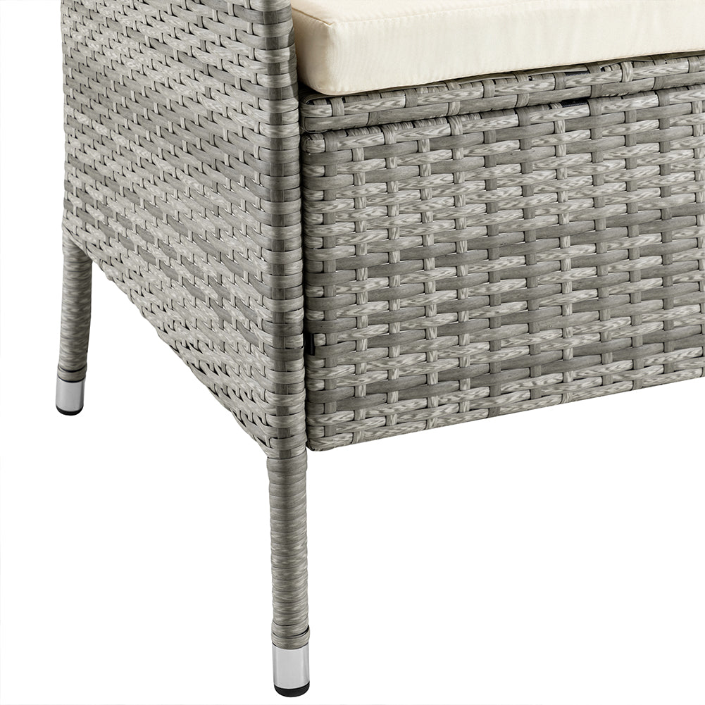 Divano Panca Giardino Grigio in Polyrattan Panchina Divanetto con Ripiano Vetro 4