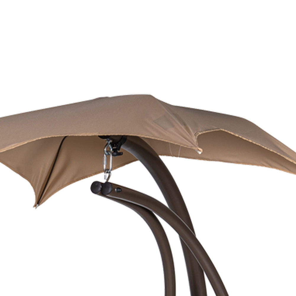 Dondolo Lettino Sospeso Da Giardino Con Parasole e Cuscino 2x2 Amaca Colore Beige 5