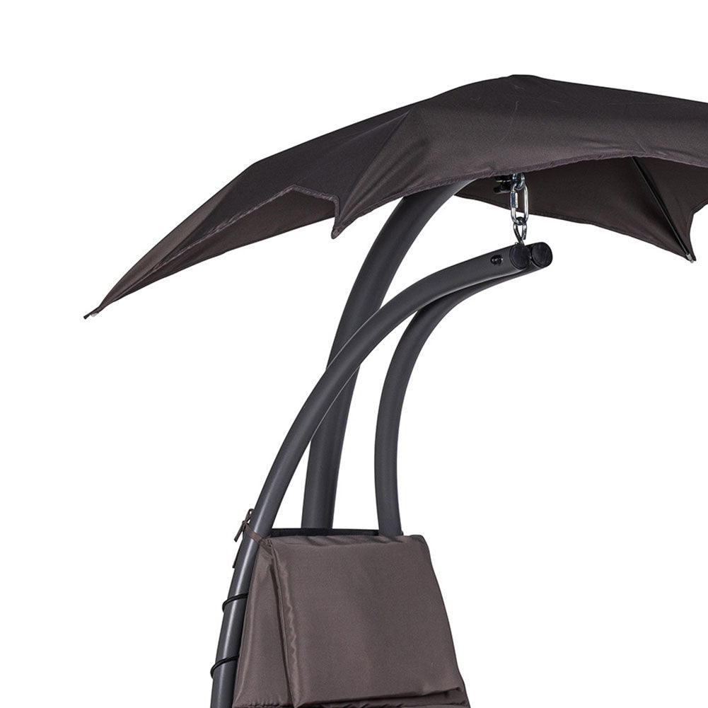 Dondolo Lettino Sospeso Da Giardino Con Parasole e Cuscino 2x2 Amaca Colore Grigio 5