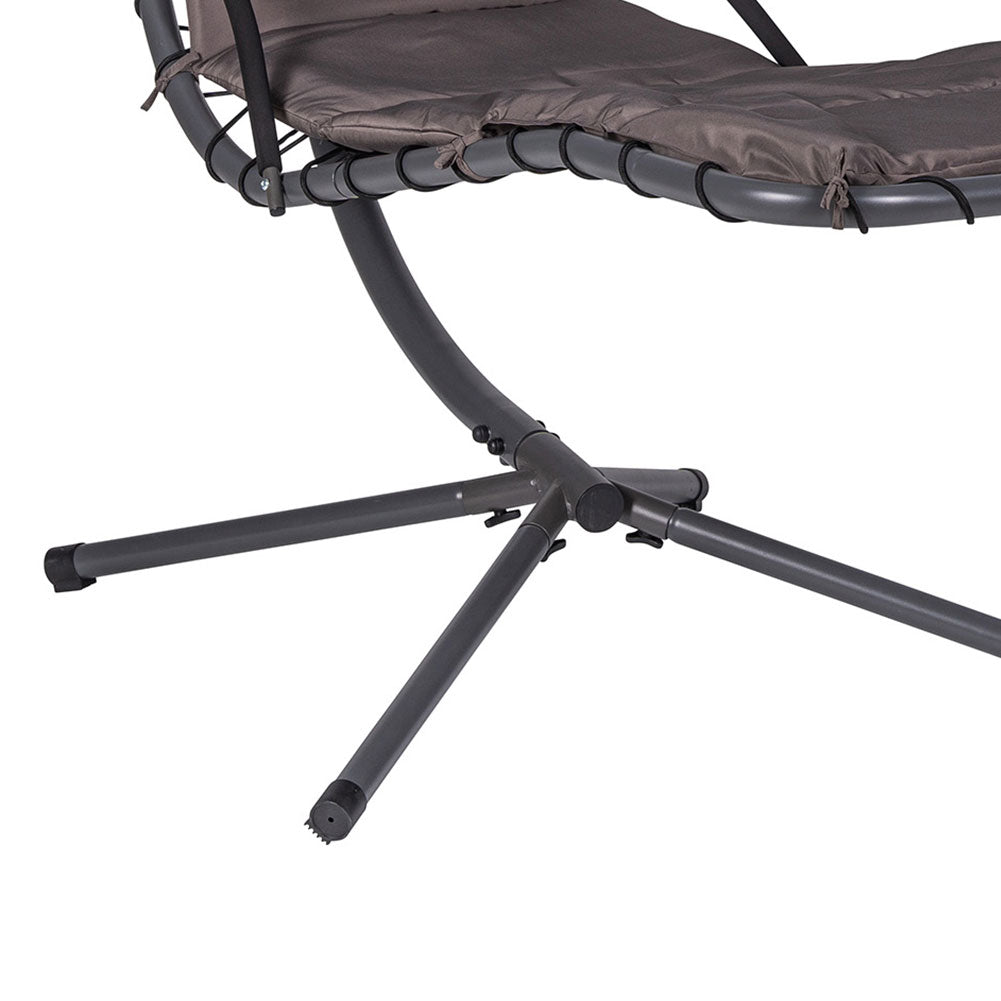 Dondolo Lettino Sospeso Da Giardino Con Parasole e Cuscino 2x2 Amaca Colore Grigio 3