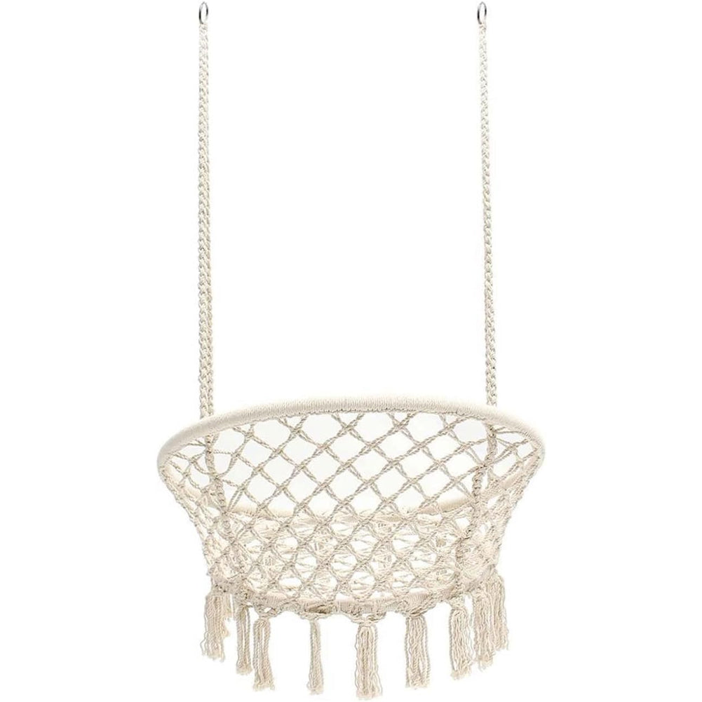 Dondolo Poltrona Amaca Sospesa Intrecciata Beige Sedia Altalena - La Dea Sedia 5