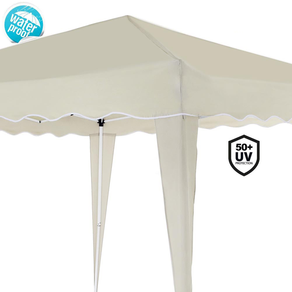 Gazebo 3x3 Pieghevole Ecru Impermeabile Richiudibile Tendone Giardino Con Sacca 3