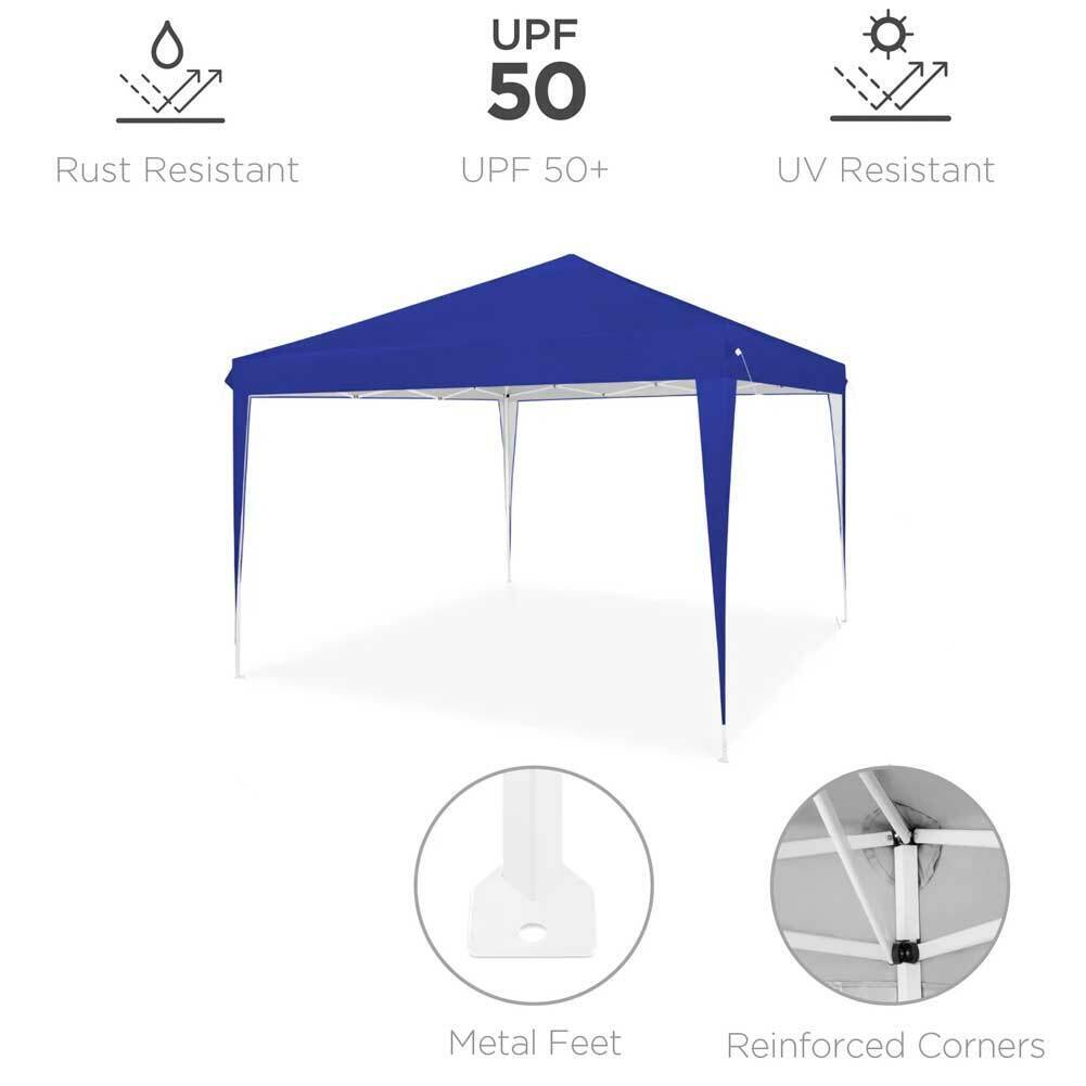 Gazebo 3x3 Pieghevole Impermeabile Richiudibile Fisarmonica Blu - Arredo Esterno 5