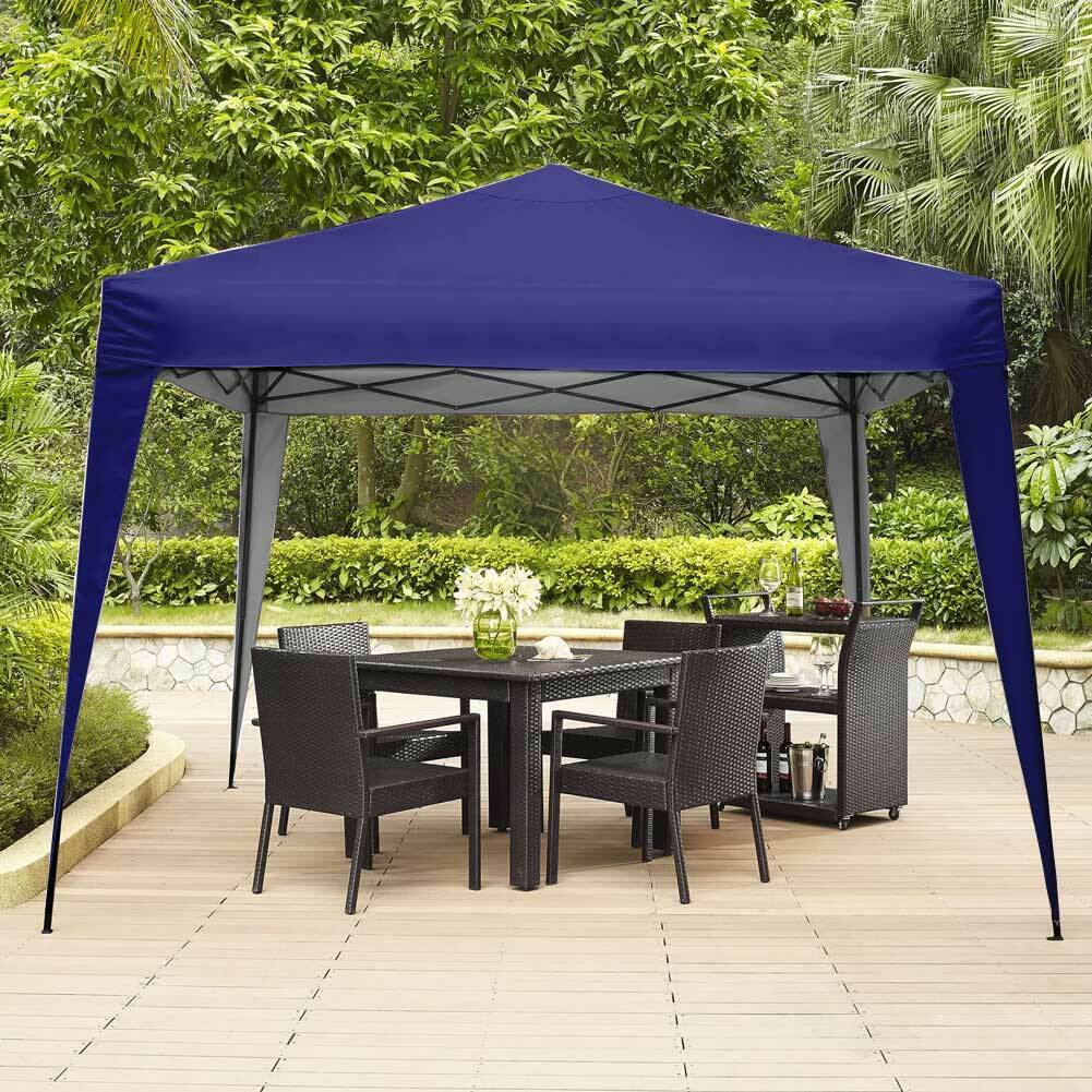 Gazebo 3x3 Pieghevole Impermeabile Richiudibile Fisarmonica Blu - Arredo Esterno