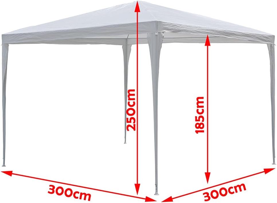 Gazebo Giardino 3x3 mt in Metallo Telo Impermeabile Bianco Terrazzo Stand Fiera 4