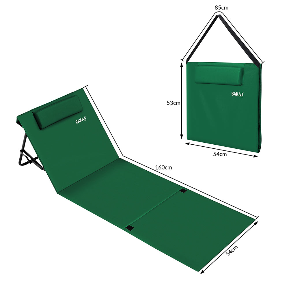 Lettino da Spiaggia Stuoia Materassino Mare Pieghevole Regolabile Imbottita Verde - Arredo Esterno 3