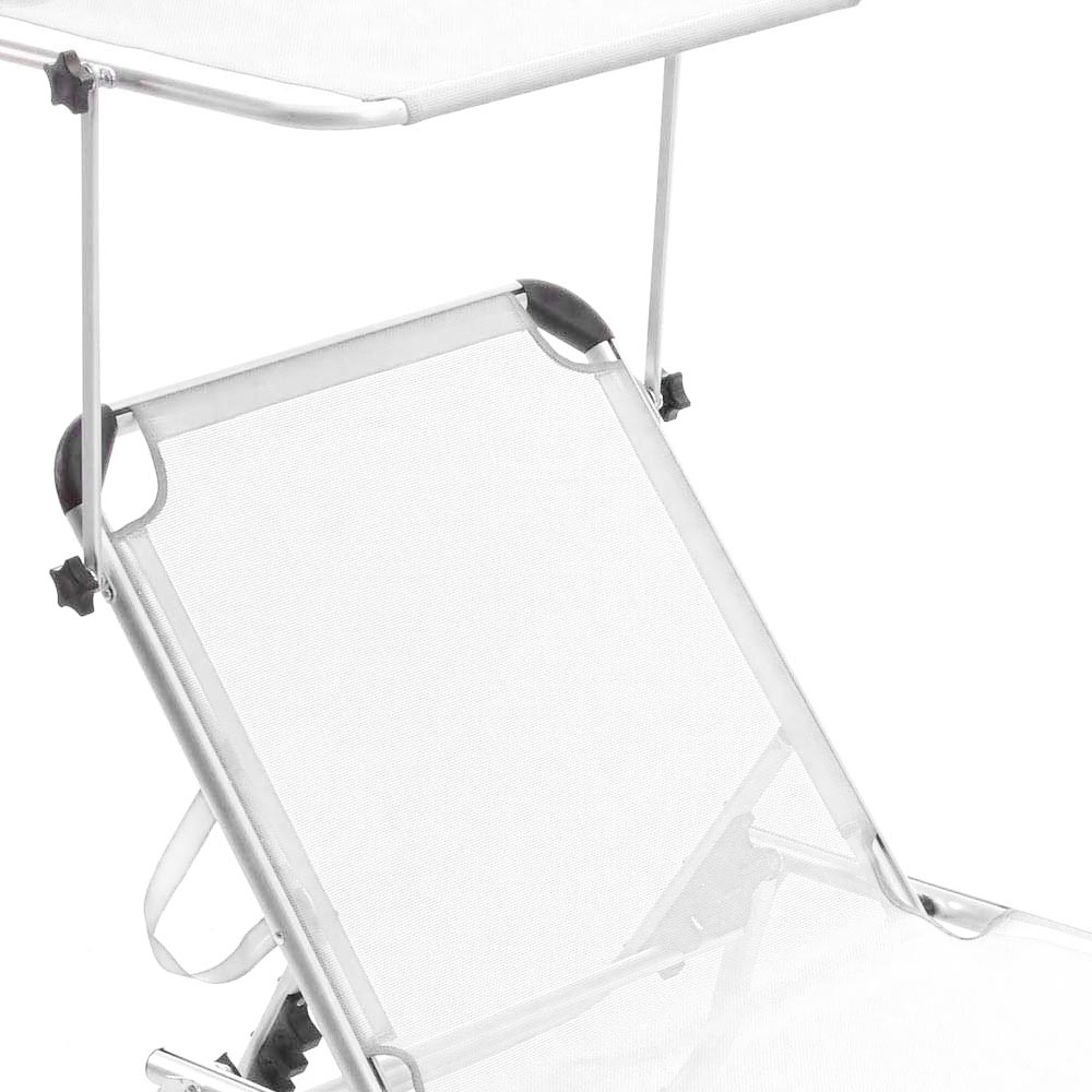 Lettino Prendisole con Tettuccio Parasole Sdraio Mare Bianco Alluminio Pieghevole - Arredo Esterno 3