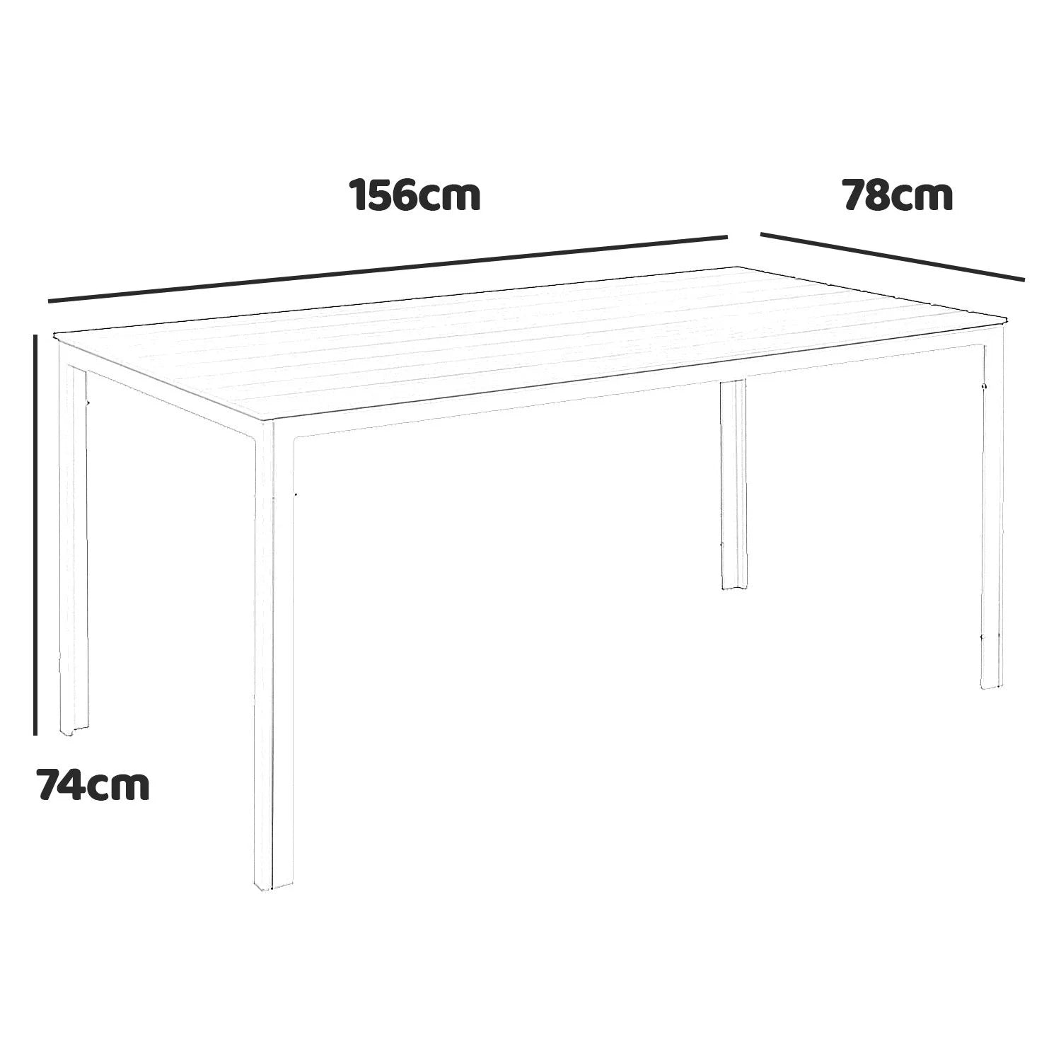 Metalwood Tavolo da Giardino Rettangolare Effetto Legno - Arredo Esterno 2