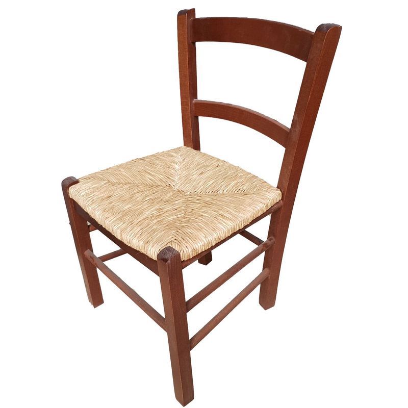 Mezza Sedia Noce Seduta Paglia Seduta h38 (Ideale per camino) 6
