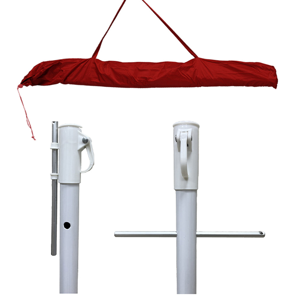 Ombrellone Acciaio Inox Grande 220 cm Rosso con Custodia - Arredo Esterno 3