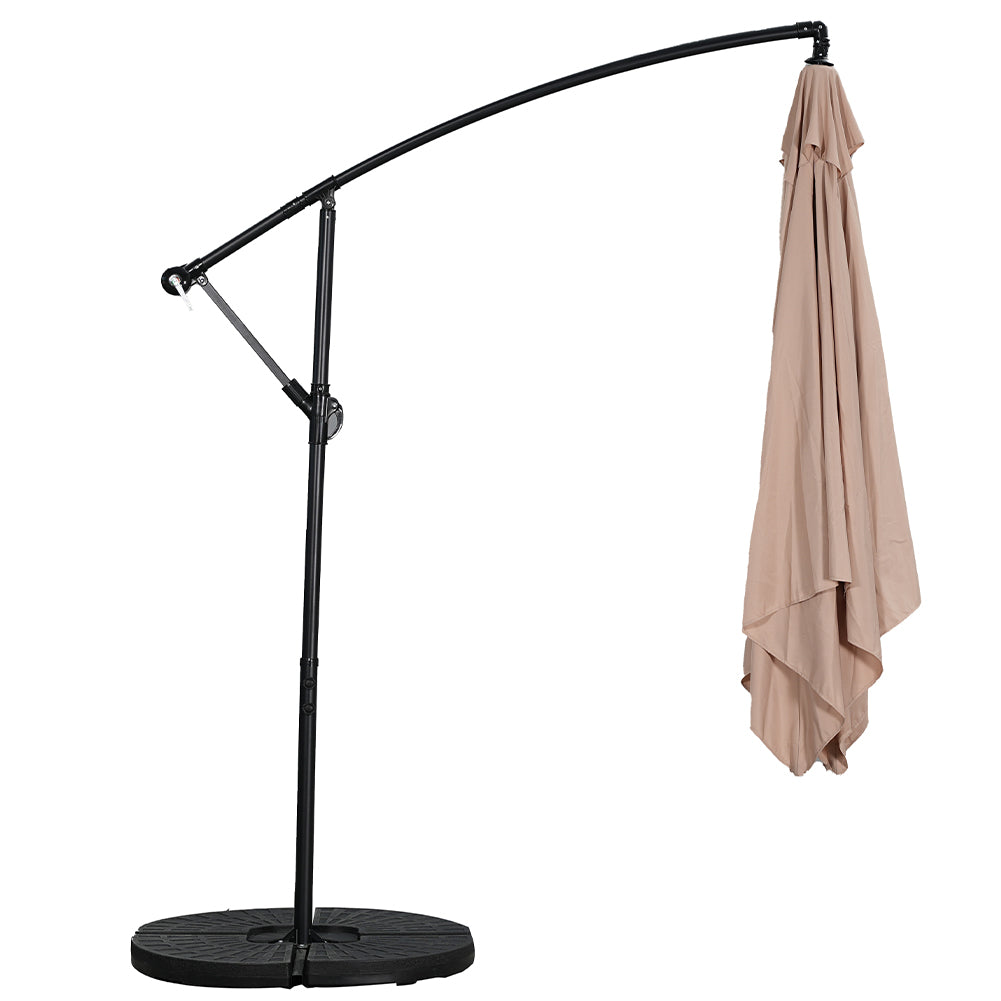 Ombrellone da Giardino 3x3 Metri Color Cappuccino Palo Laterale - Arredo Esterno