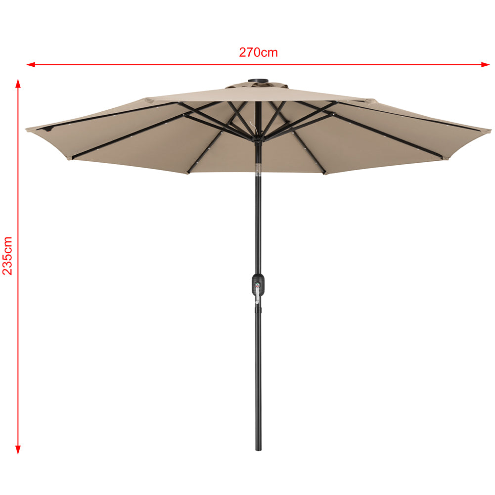 Ombrellone da Giardino Ecru Antivento 270 cm con Luci LED - Arredo esterno