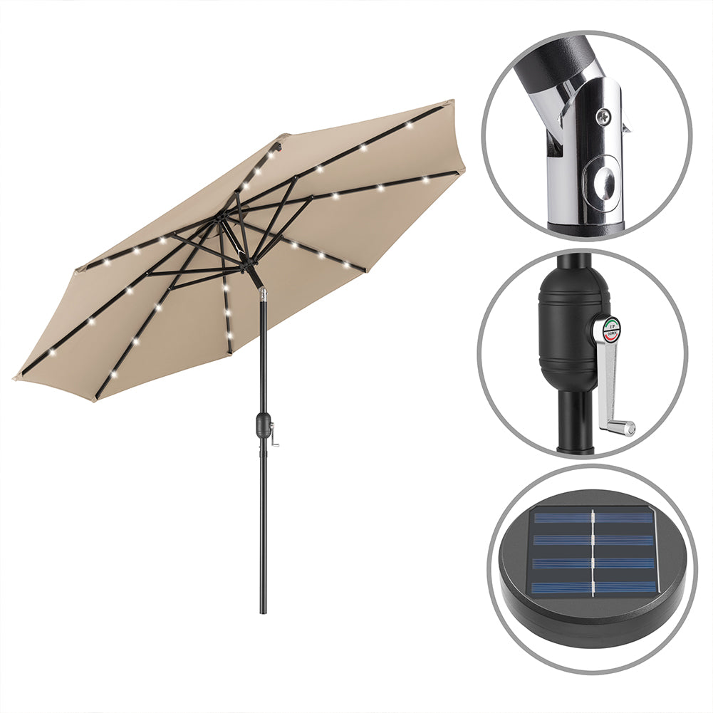 Ombrellone da Giardino Ecru Antivento 270 cm con Luci LED - Arredo esterno 4