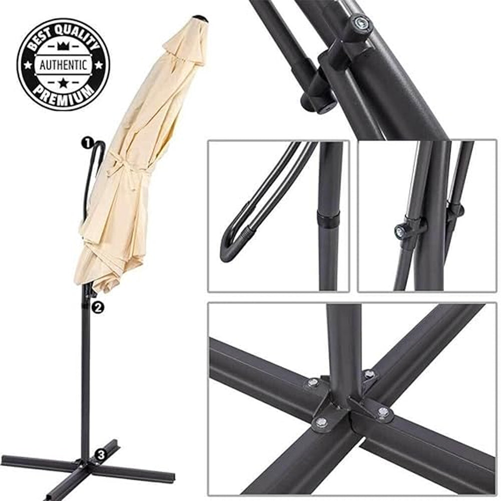 Ombrellone da Giardino Ecru Decentrato 3 x 3 Mt Base a Croce e Sistema Air Vent 2