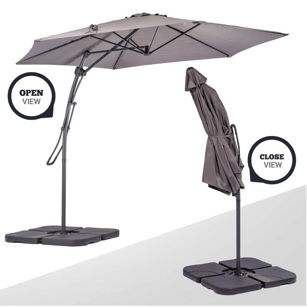 Ombrellone da Giardino Grigio Decentrato 3 x 3 Mt Base Croce e Sistema Air Vent 2