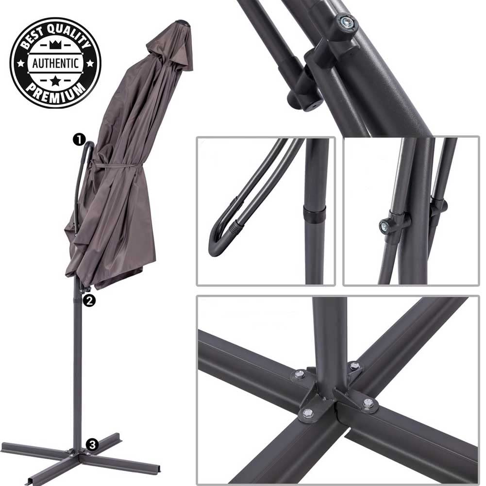 Ombrellone da Giardino Grigio Decentrato 3 x 3 Mt Base Croce e Sistema Air Vent 4