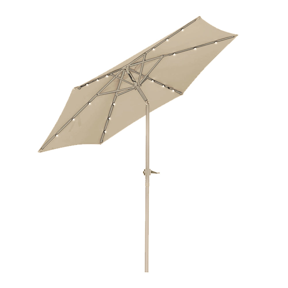 Ombrellone da Giardino Terrazzo Beige con 18 LED e Palo Centrale - Arredo Esterno