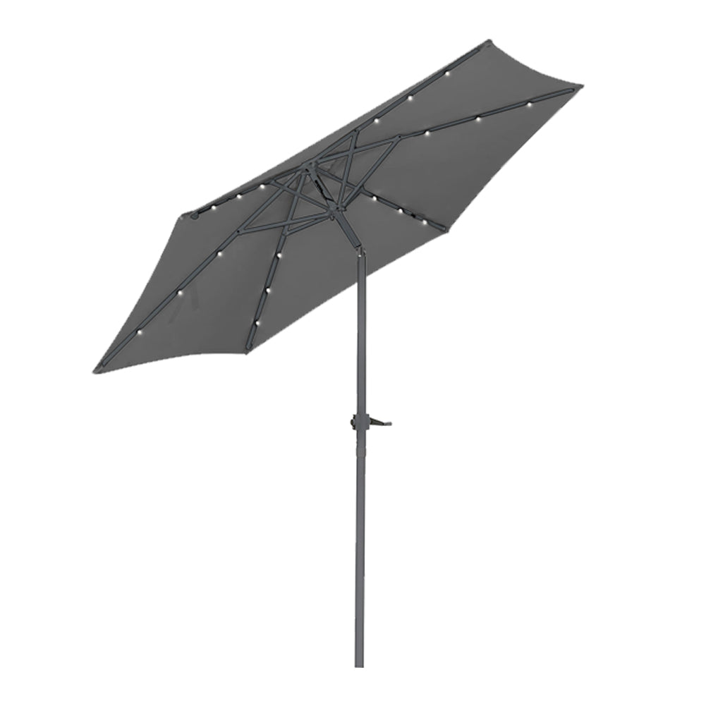 Ombrellone da Giardino Terrazzo Grigio con 18 LED e Palo Centrale - Arredo Esterno