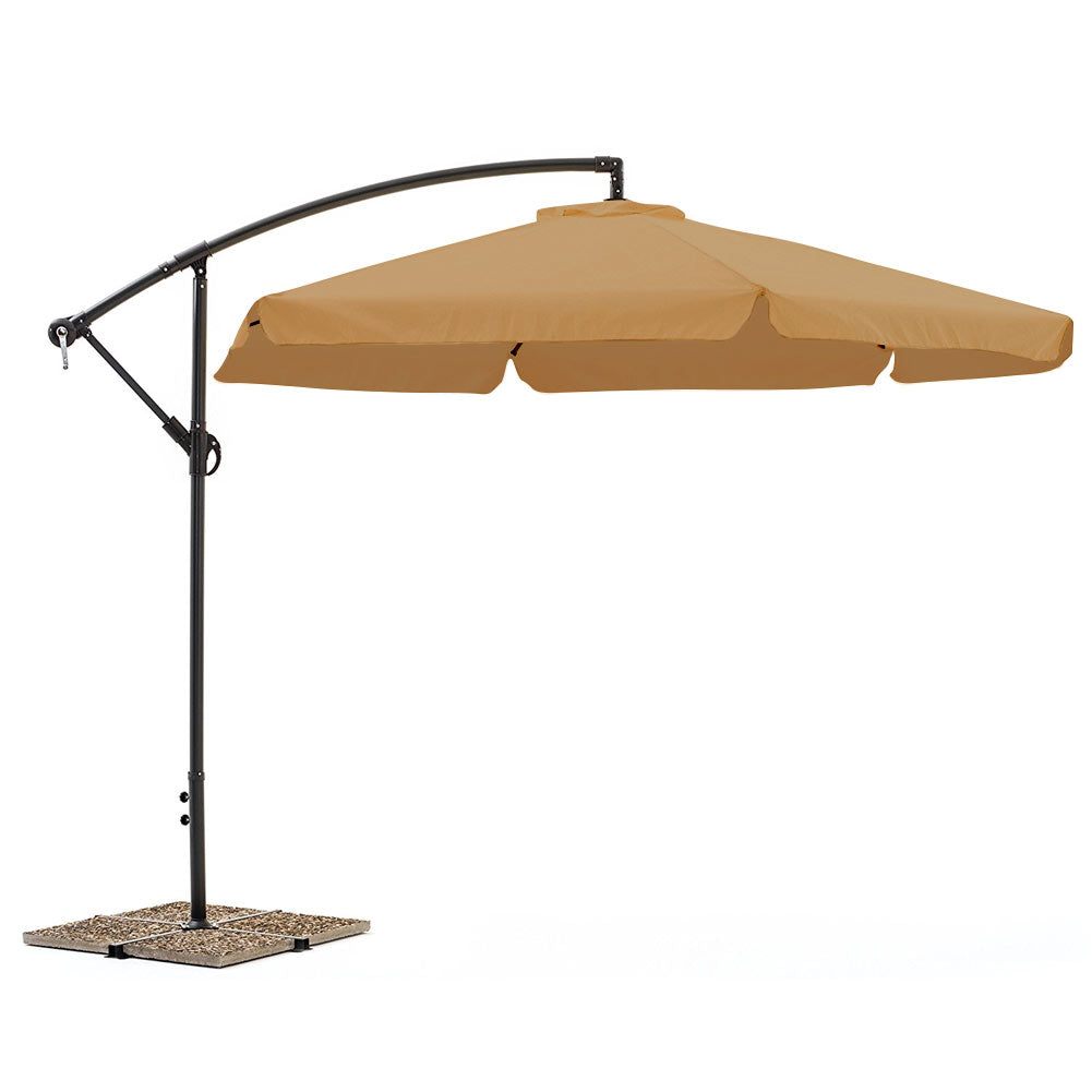 Ombrellone Giardino Decentrato 3x3 Moka Telo con pendente Palo Alluminio Gazebo 3