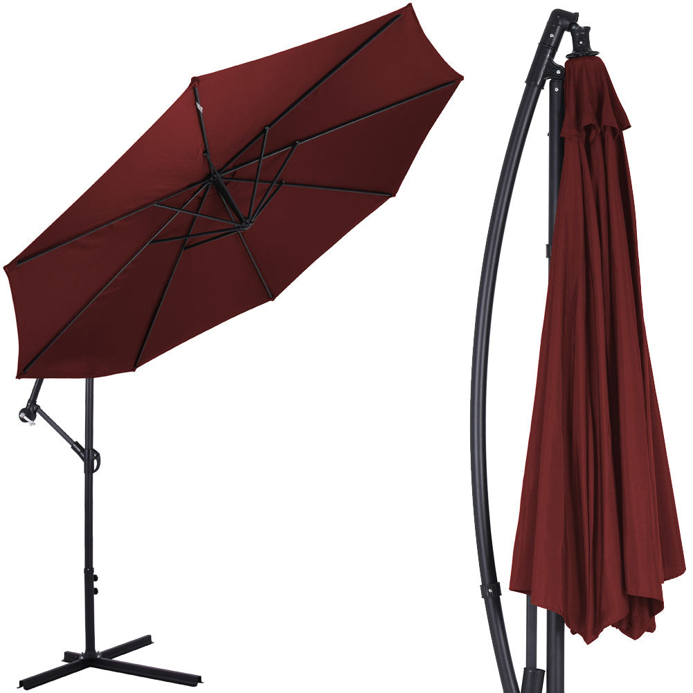 Ombrellone Giardino Decentrato 3x3 Mt Rosso Vino Palo Alluminio Gazebo Piscina 3