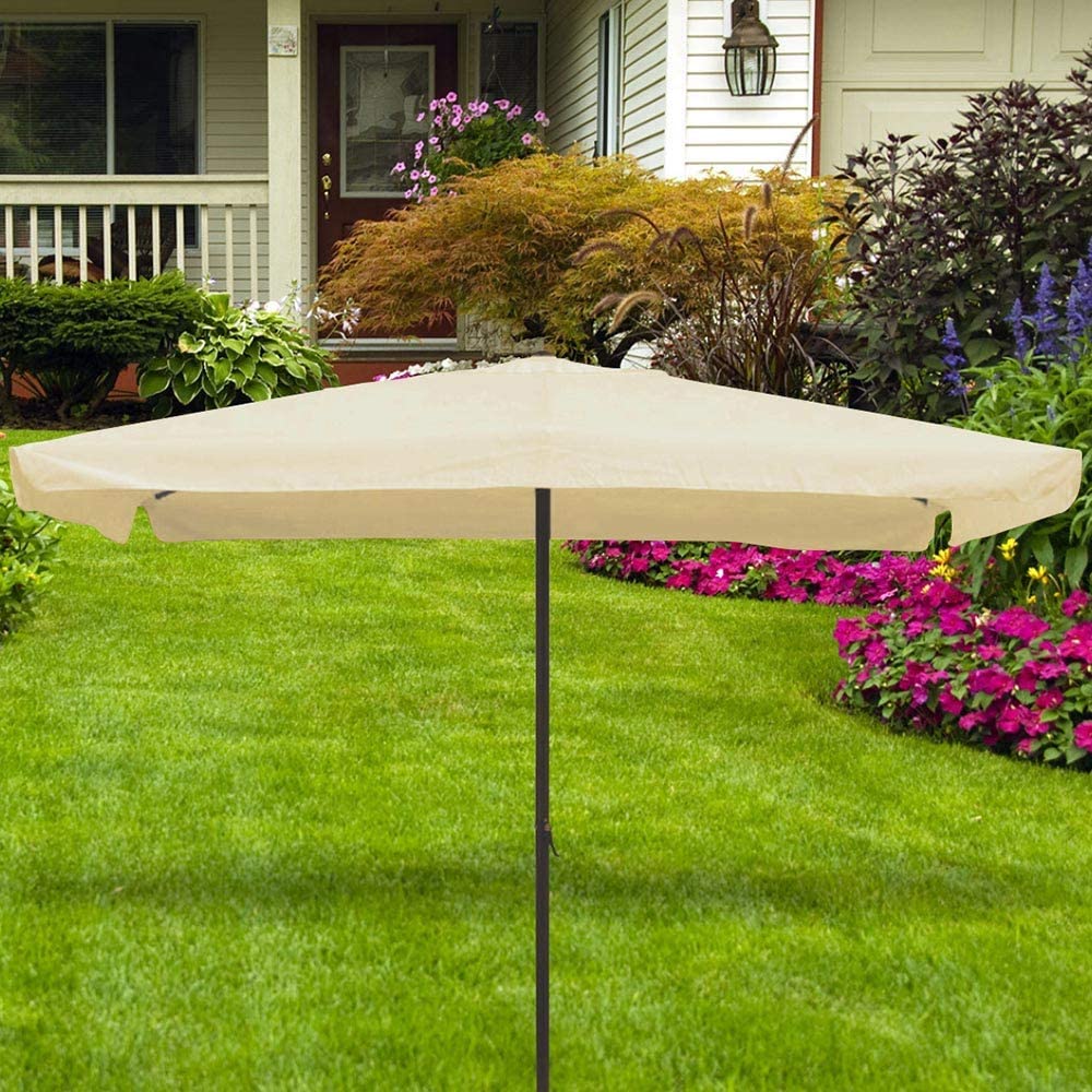 Ombrellone Giardino Palo Centrale 3x2 Beige Telo con pendente Chiusura Carrucola - Arredo Esterno 3