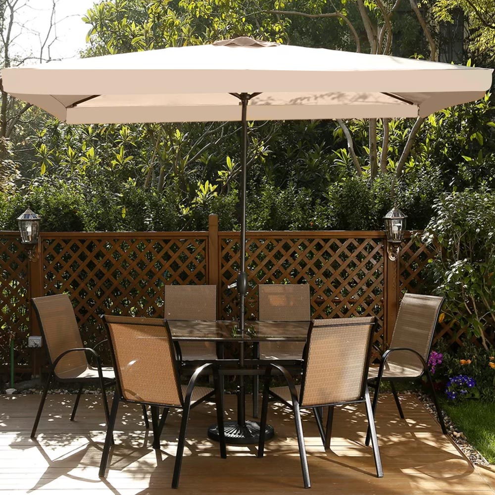 Ombrellone Giardino Palo Centrale 3x2 Tortora Flap Chiusura Carrucola - Arredo Esterno