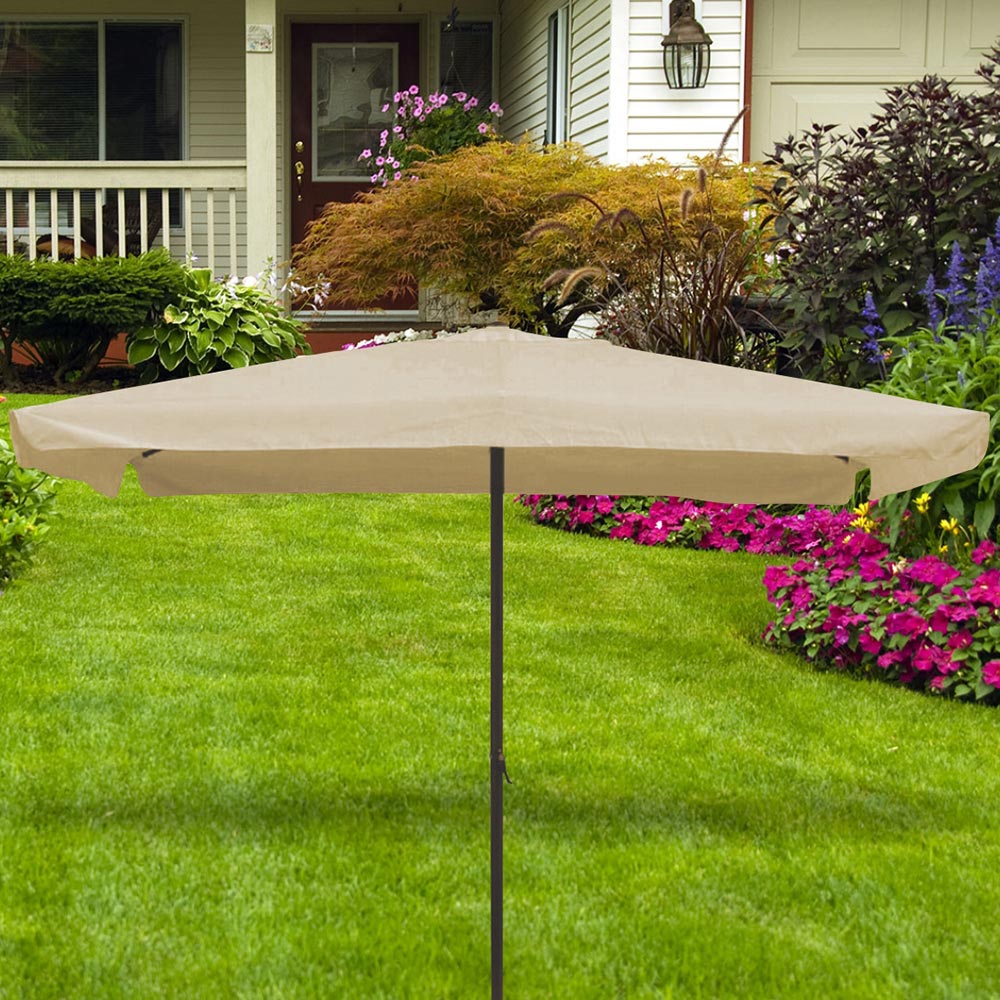 Ombrellone Giardino Palo Centrale 3x2 Tortora Flap Chiusura Carrucola - Arredo Esterno 3