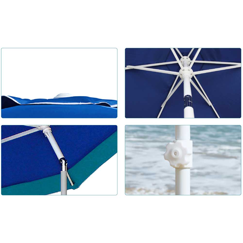 Ombrellone Mare Spiaggia Giardino Acciaio Grande 210cm Turchese Blu con Custodia 4