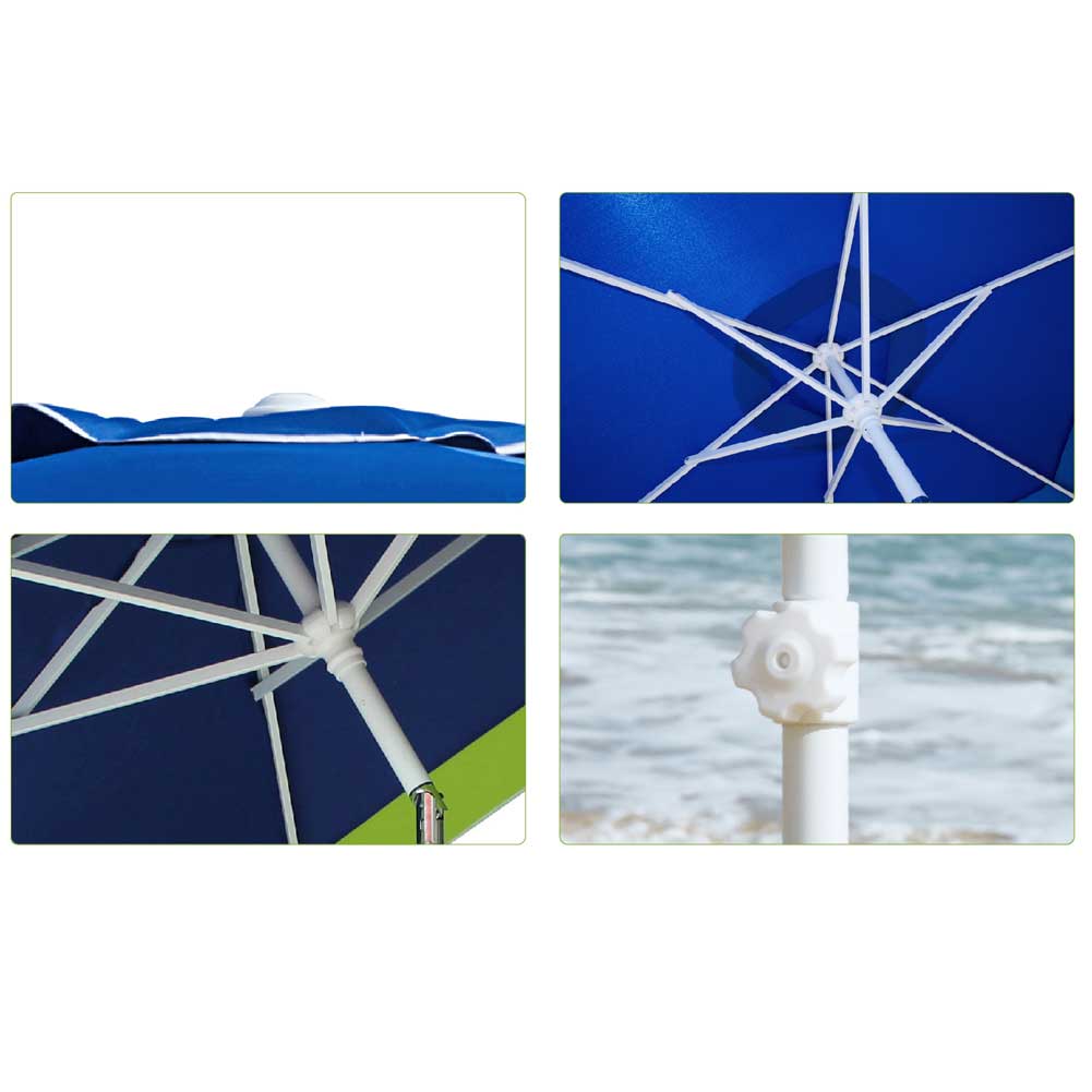Ombrellone Mare Spiaggia Giardino Acciaio Grande 210cm Verde Blu con Custodia 4