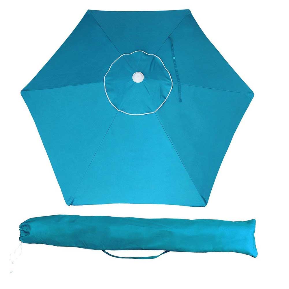 Ombrellone Mare Spiaggia Giardino Acciaio Inox Grande 210cm Azzurro con Custodia 3