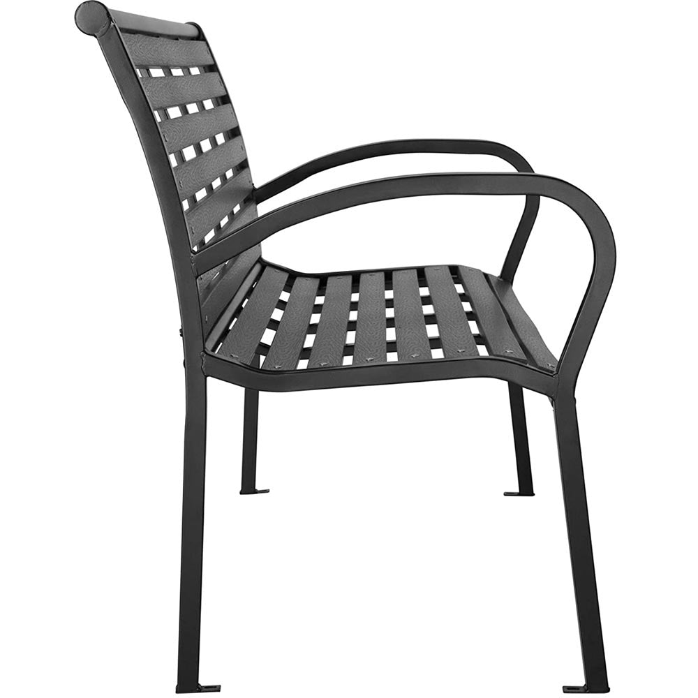 Panchina Giardino Polywood Struttura in Acciaio Nero 126x81x62 - Arredo Esterno 5